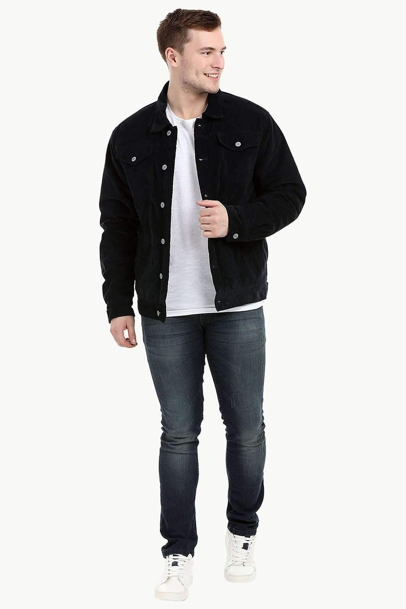 Men's Navy Corduroy Sherpa Lined Jacket