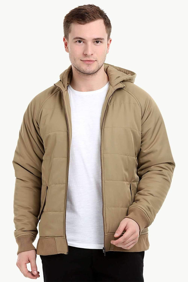 Men's Brown Padded Winter Hood Jacket
