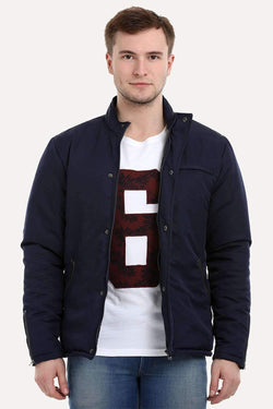 Men's Navy Padded Winter Zipper Jacket