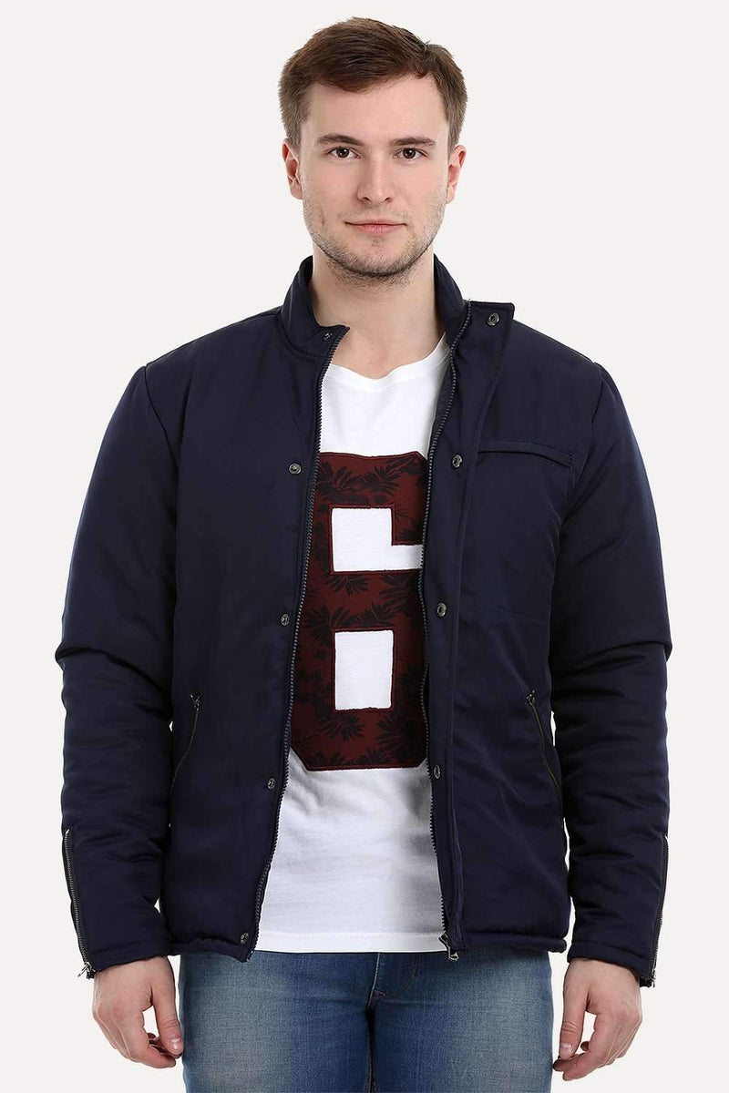 Men's Navy Padded Winter Zipper Jacket