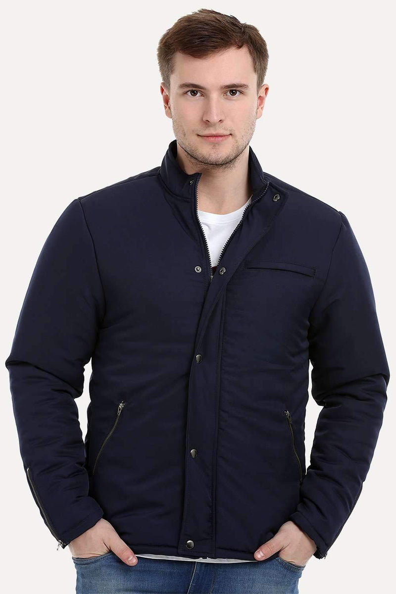 Men's Navy Padded Winter Zipper Jacket