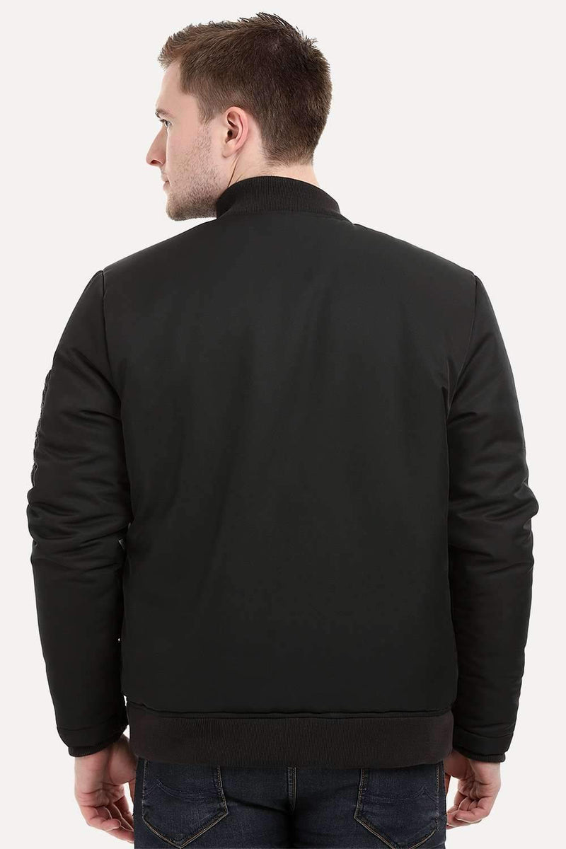 Men's Black Padded Winter Bomber Jacket