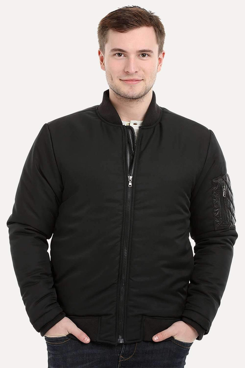 Men's Black Padded Winter Bomber Jacket