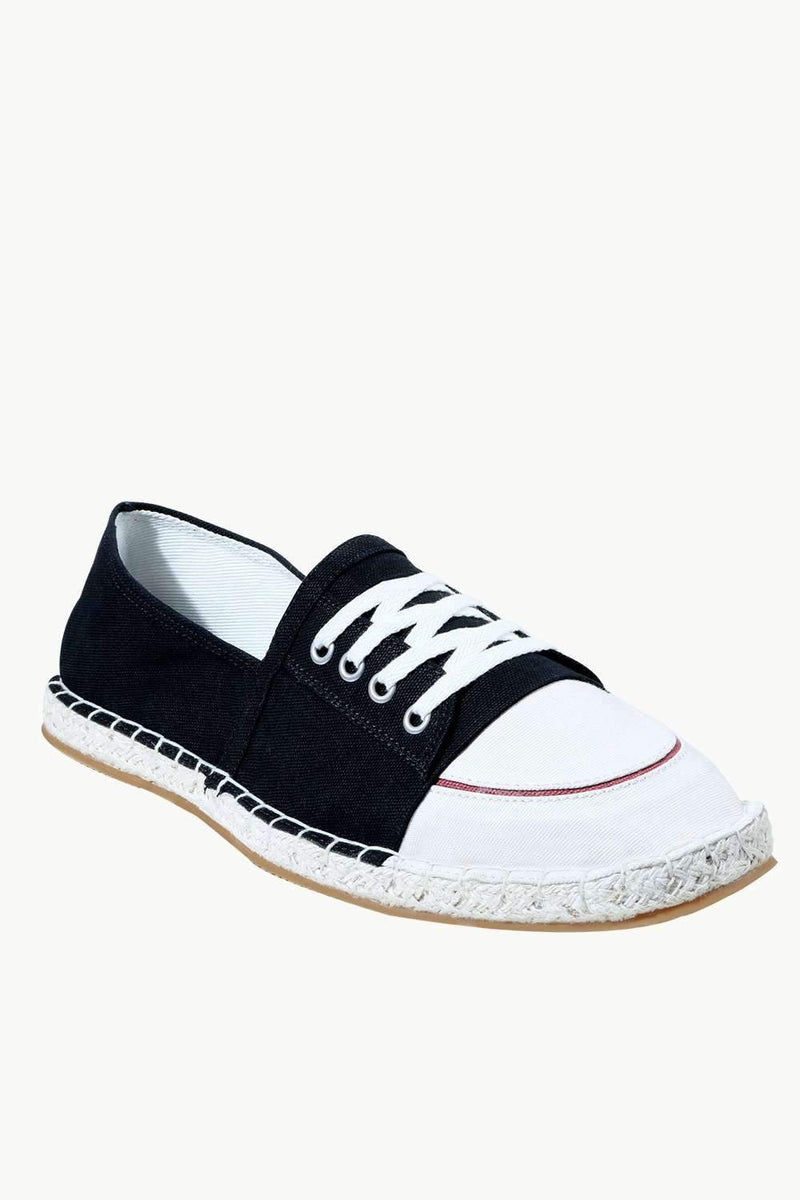 Mock Lace Up Black Espadrilles