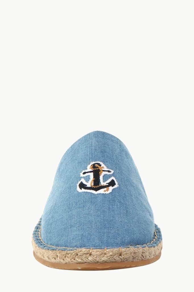 Denim Anchor Embroidered Espadrilles