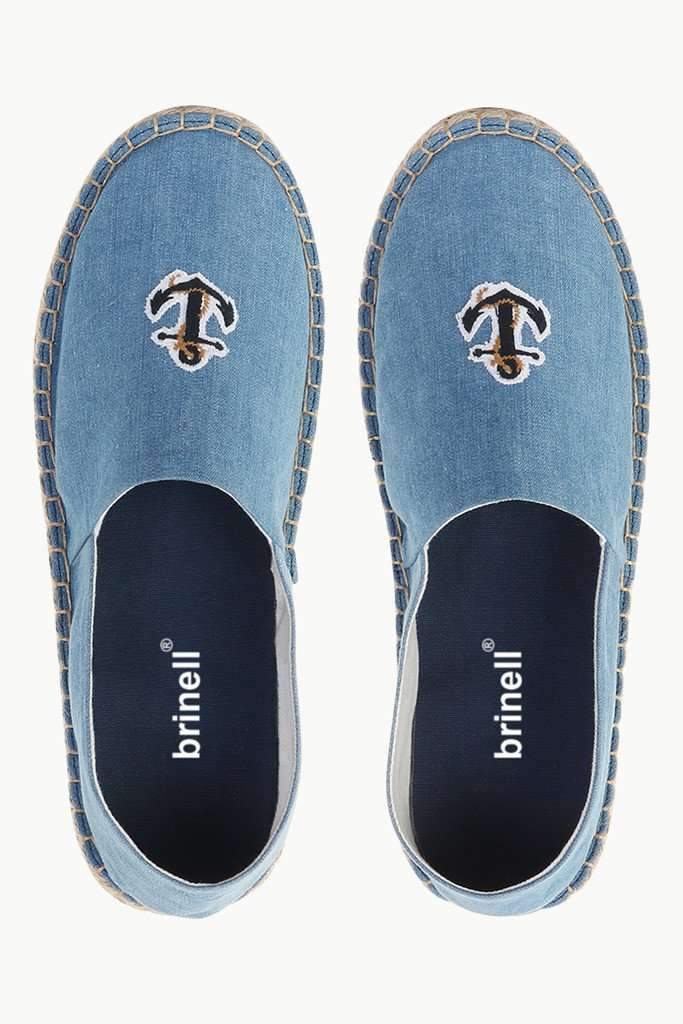 Denim Anchor Embroidered Espadrilles