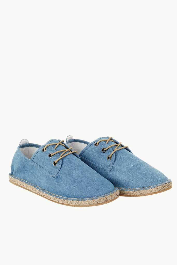 Denim Solid Lace Up Espadrilles