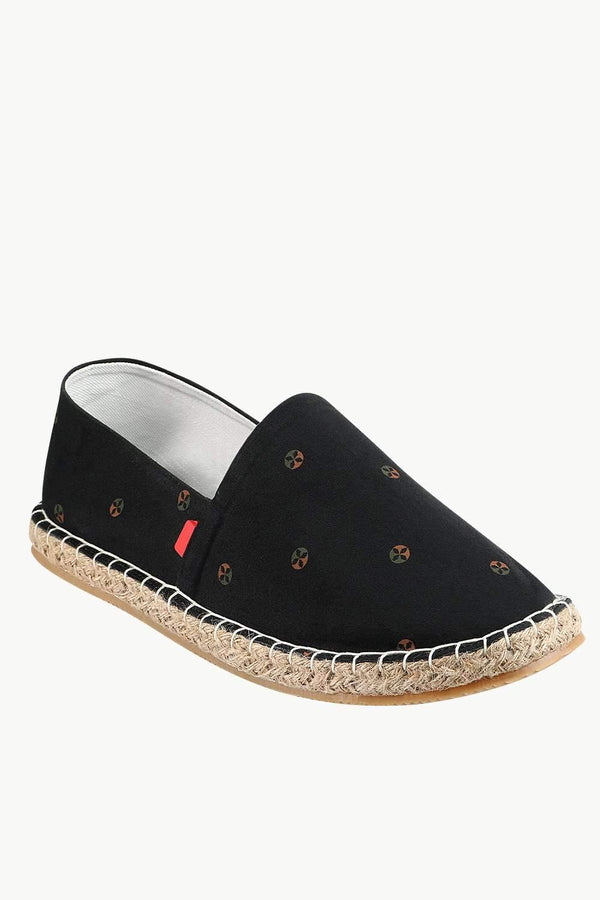 Men's Circle Print Black Espadrilles