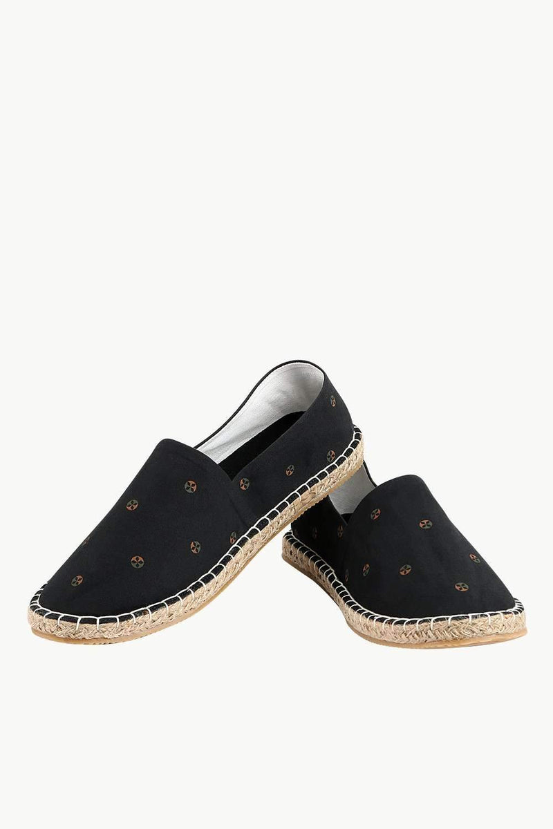 Men's Circle Print Black Espadrilles