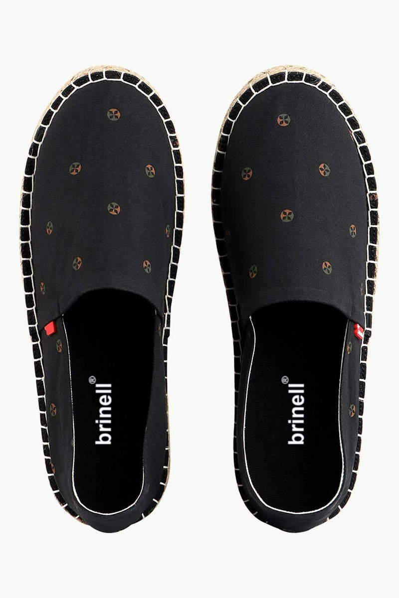 Men's Circle Print Black Espadrilles