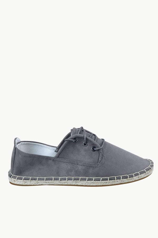 Men's Metro Grey Suede Lace Up Espadrilles