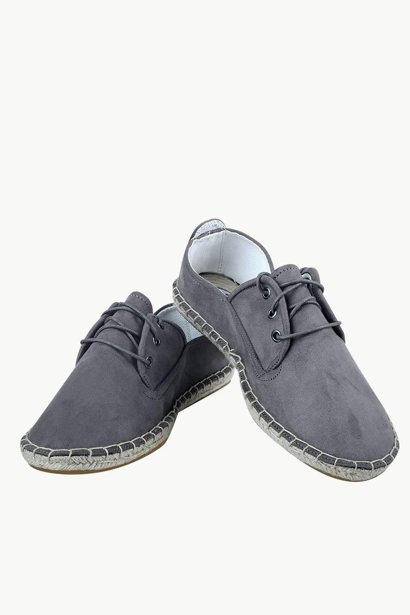 Men's Metro Grey Suede Lace Up Espadrilles