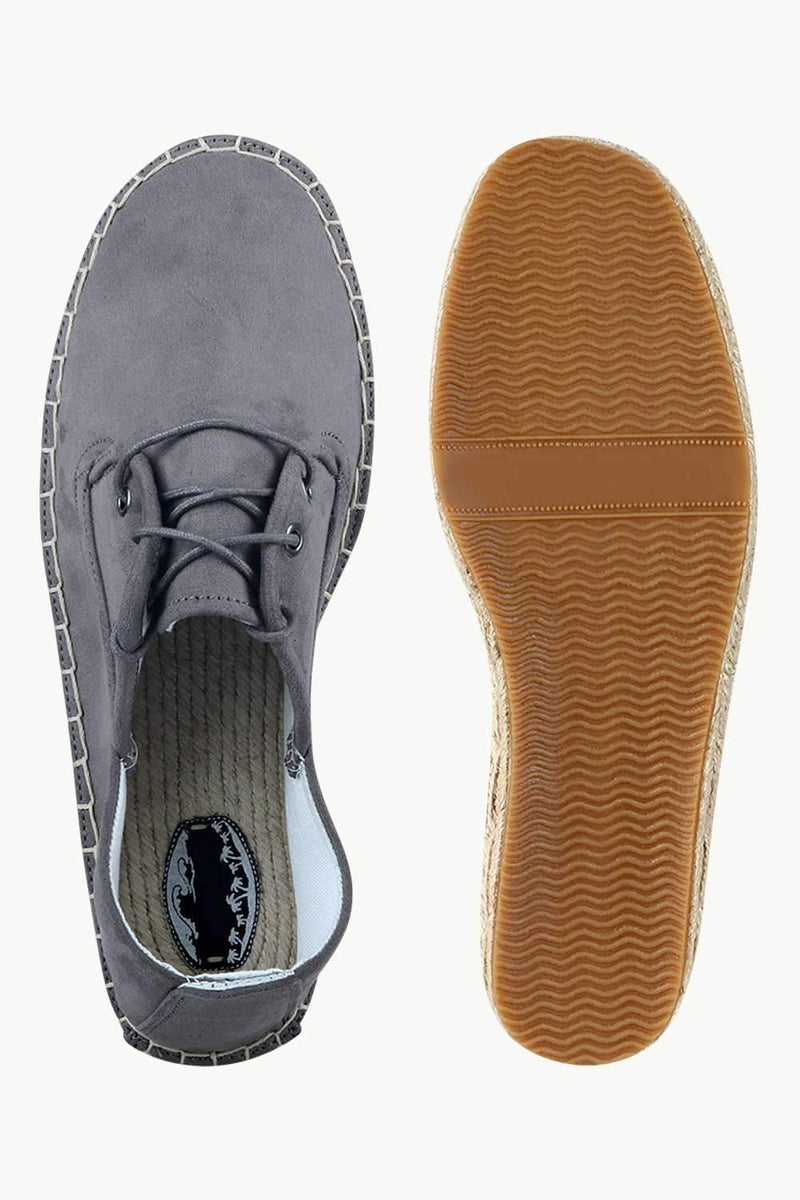 Men's Metro Grey Suede Lace Up Espadrilles