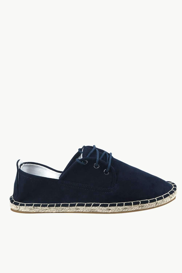 Men's Midnight Navy Suede Lace Up Espadrilles