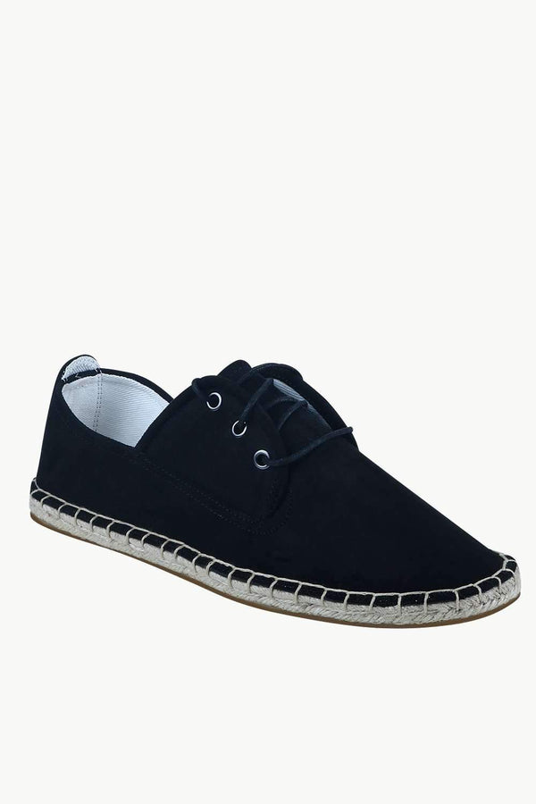 Men's Black Suede Lace Up Espadrilles