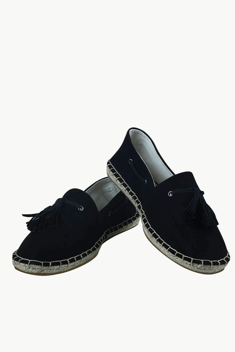 Men's Suede Black Tassel Espadrilles