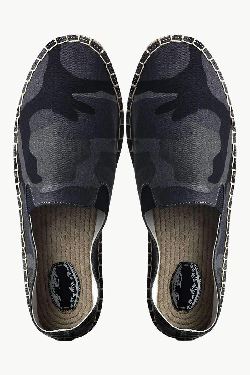 Men's Grey Camo Print Jute Espadrilles