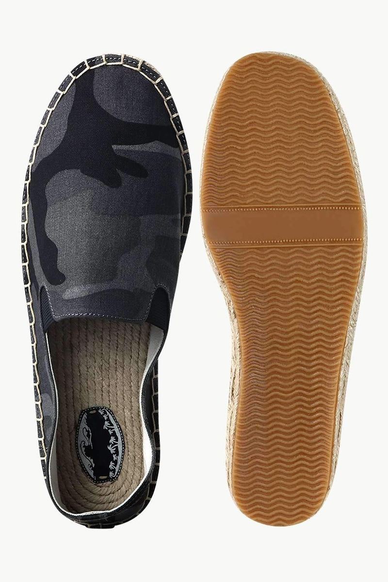 Men's Grey Camo Print Jute Espadrilles