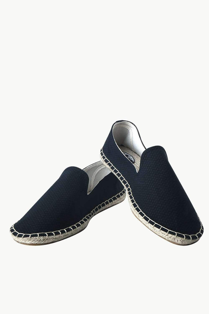 Men's Navy Ditsy Print Jute Espadrilles