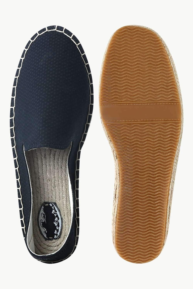 Men's Navy Ditsy Print Jute Espadrilles