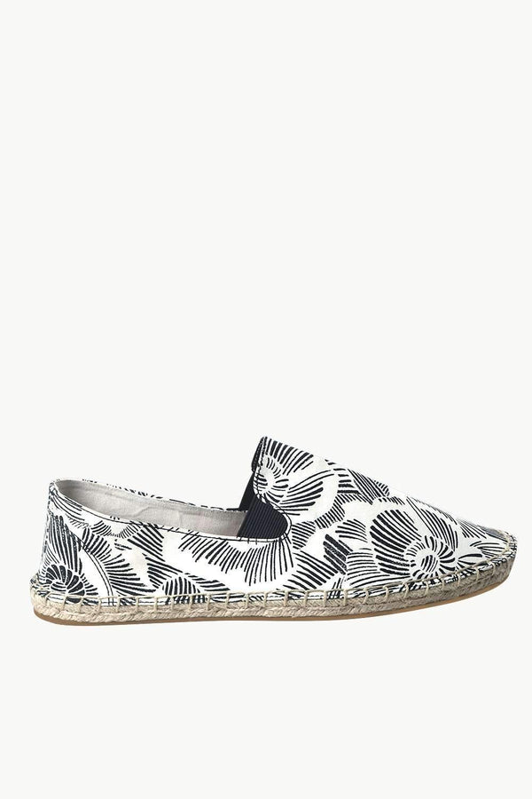Men's White Canvas Print Jute Espadrilles