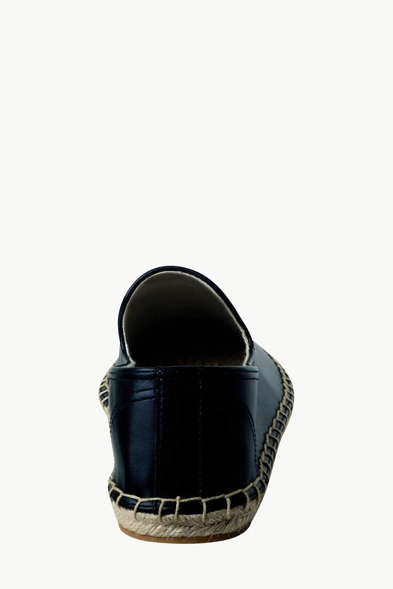 Men's Black Faux Leather Slip-On Espadrilles