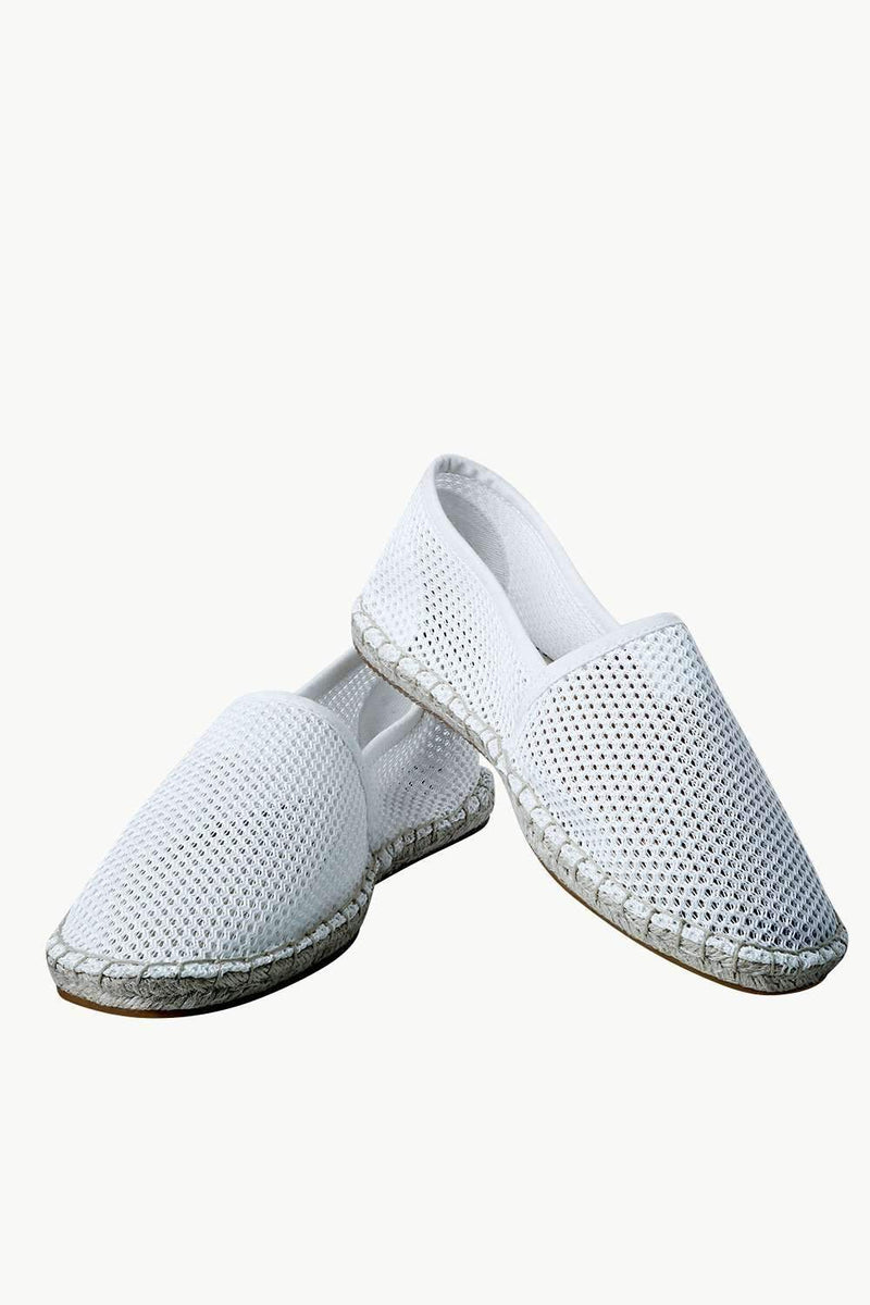 Men's White Mesh Basque Espadrilles