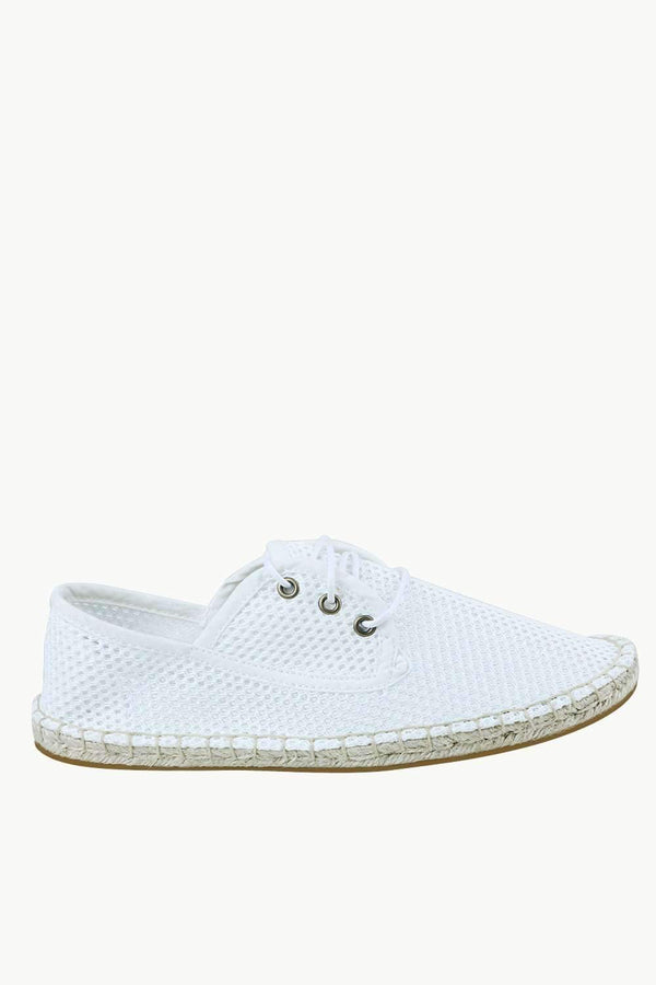 Men's White Mesh Lace-Up Basque Espadrilles