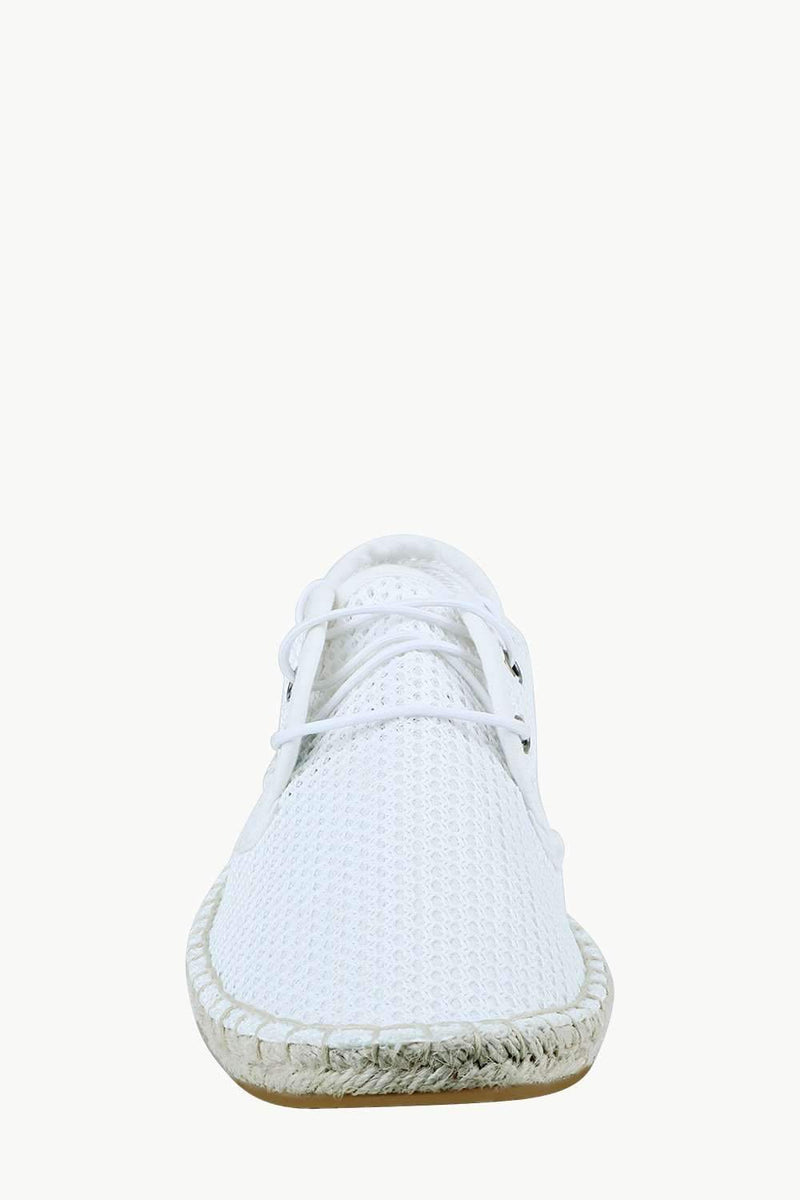 Men's White Mesh Lace-Up Basque Espadrilles