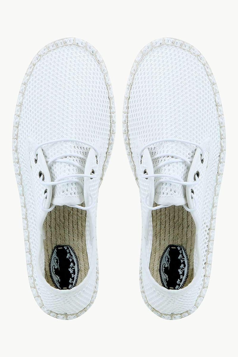 Men's White Mesh Lace-Up Basque Espadrilles