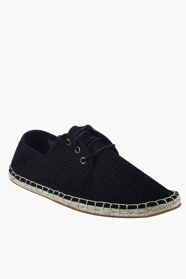 Men's Black Mesh Lace-Up Basque Espadrilles