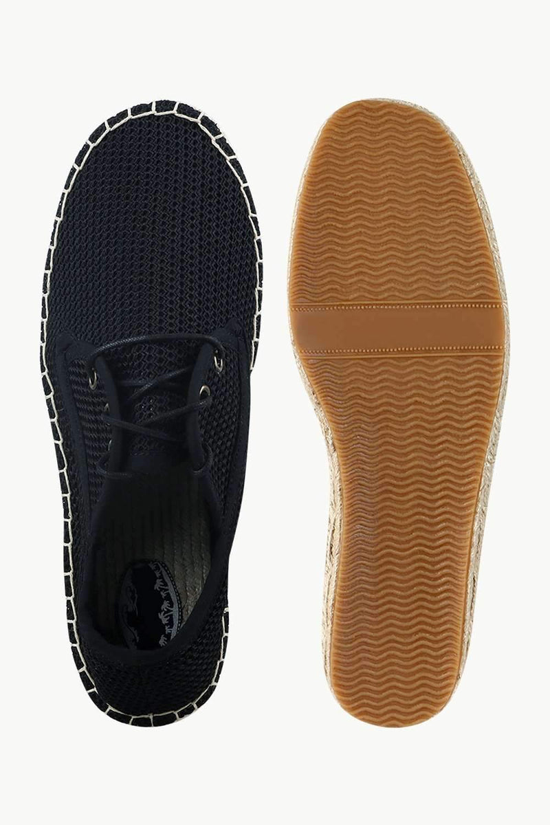Men's Black Mesh Lace-Up Basque Espadrilles
