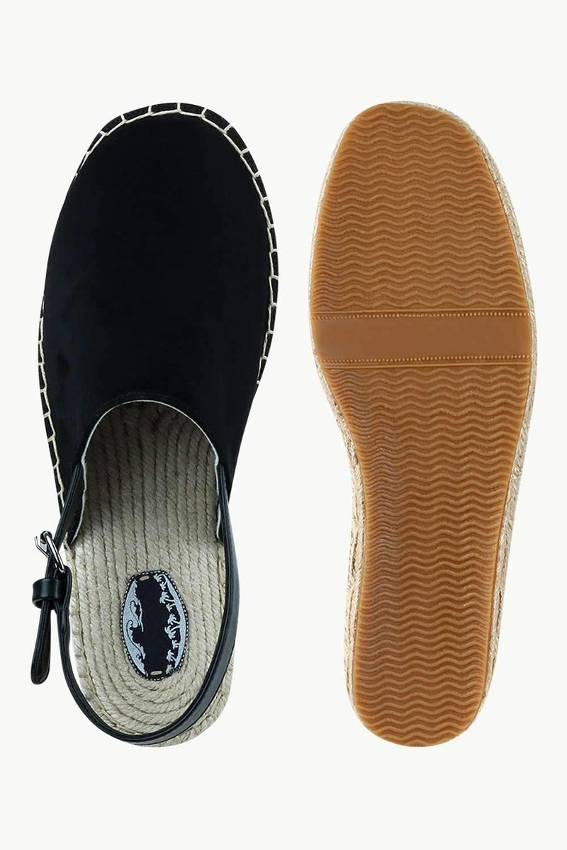 Men's Black Faux Suede Strap Sandals