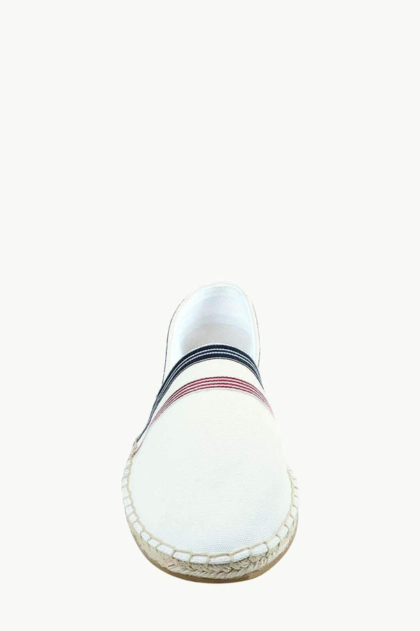 Men's White Stripe Canvas Espadrilles