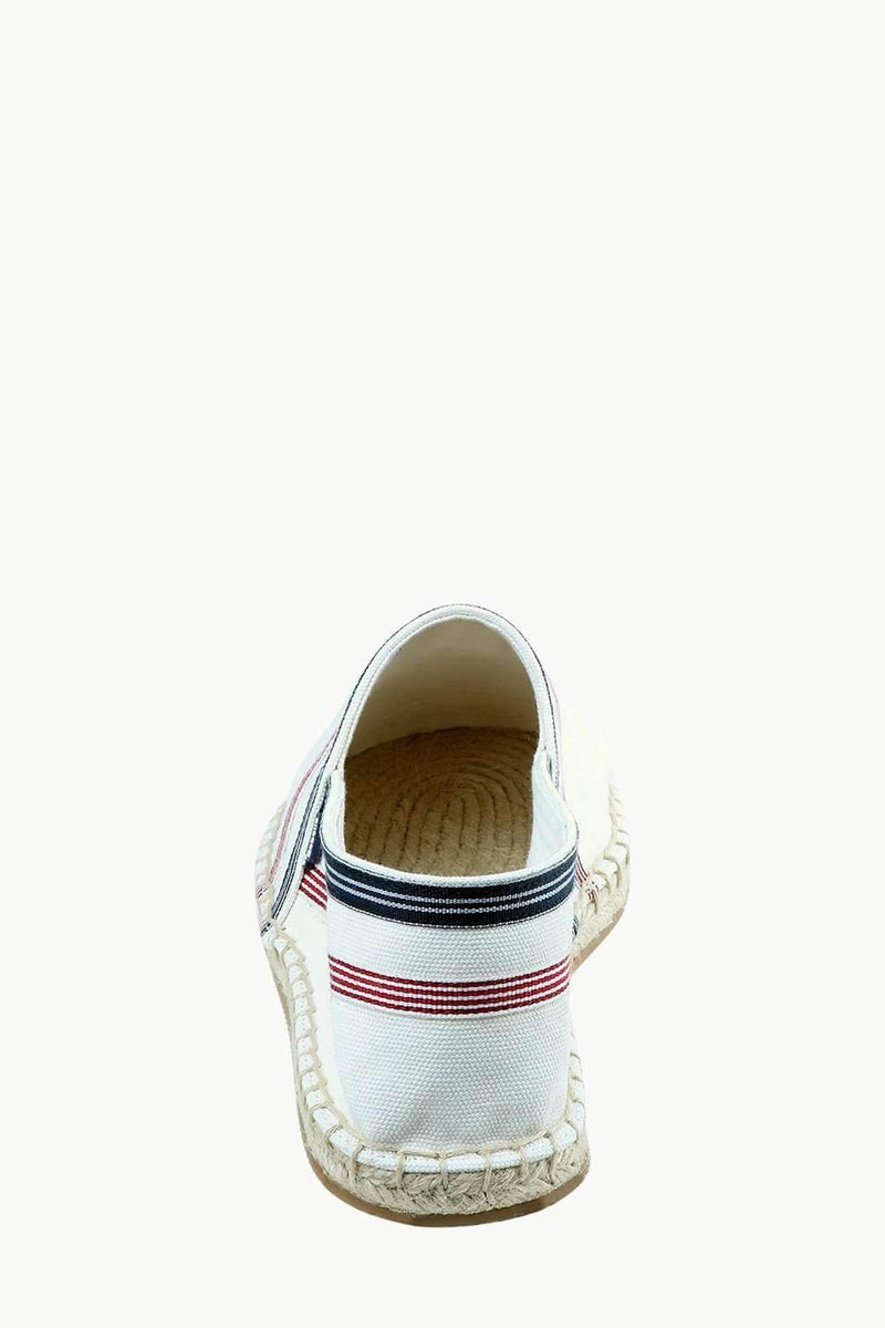 Men's White Stripe Canvas Espadrilles