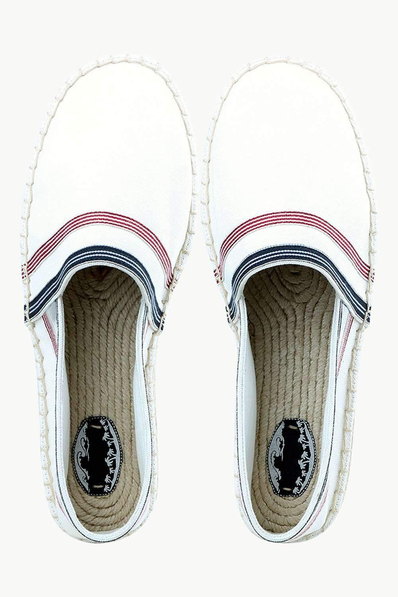Men's White Stripe Canvas Espadrilles