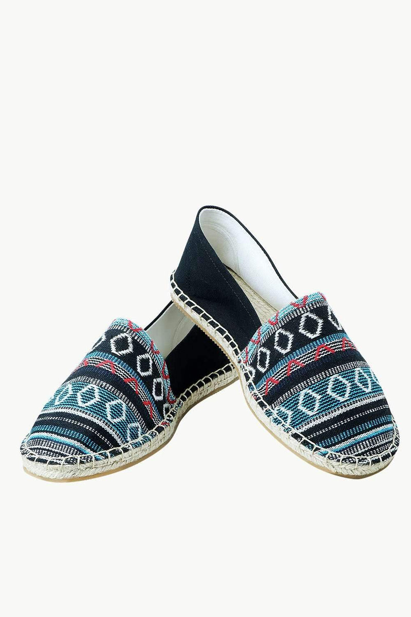 Men's Blue Jacquard Embroidered Espadrilles