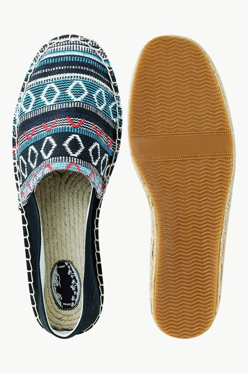 Men's Blue Jacquard Embroidered Espadrilles