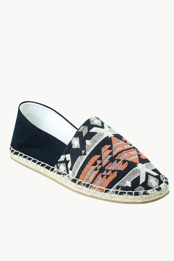 Men's Black Jacquard Embroidered Espadrilles