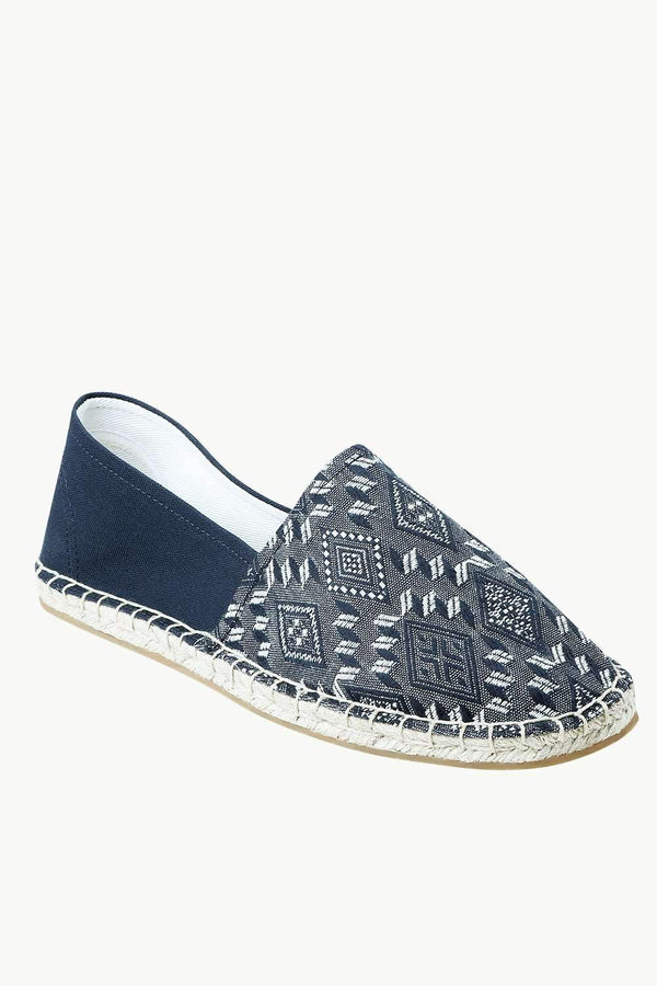 Men's Navy n' White Ethnic Print Espadrilles