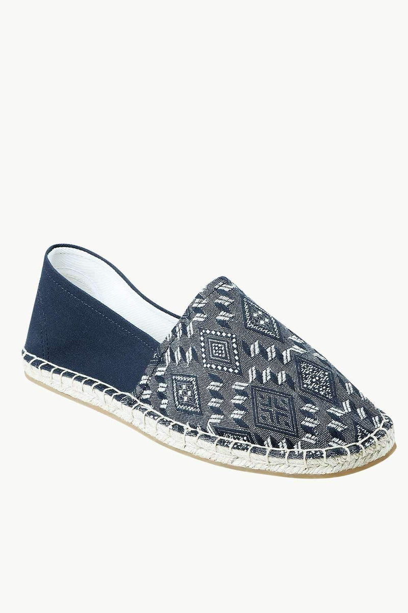 Men's Navy n' White Ethnic Print Espadrilles