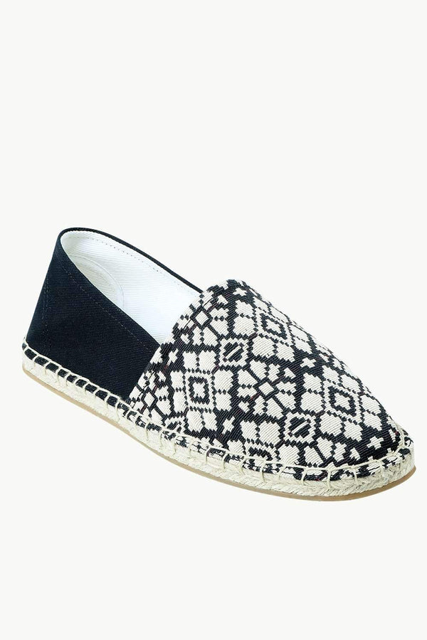 Men's Black n' White Knit Ethnic Espadrilles