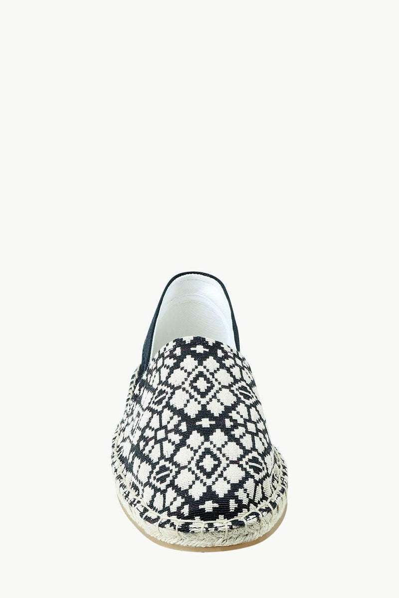 Men's Black n' White Knit Ethnic Espadrilles