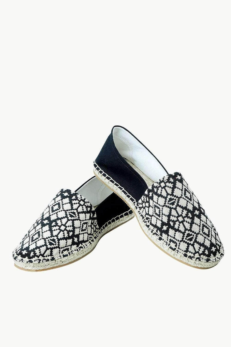Men's Black n' White Knit Ethnic Espadrilles