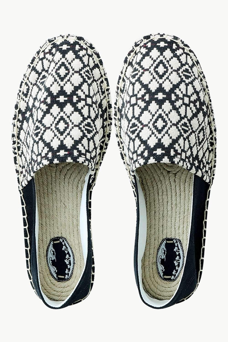 Men's Black n' White Knit Ethnic Espadrilles