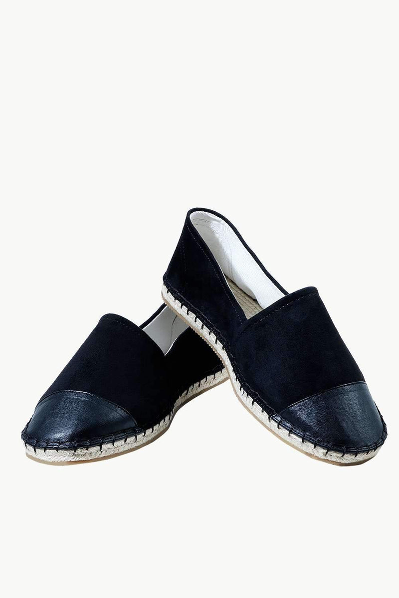 Faux Leather Top Suede Espadrilles