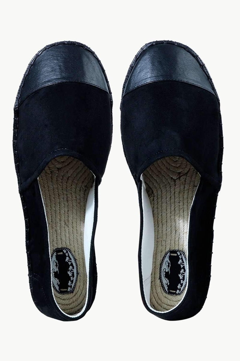 Faux Leather Top Suede Espadrilles