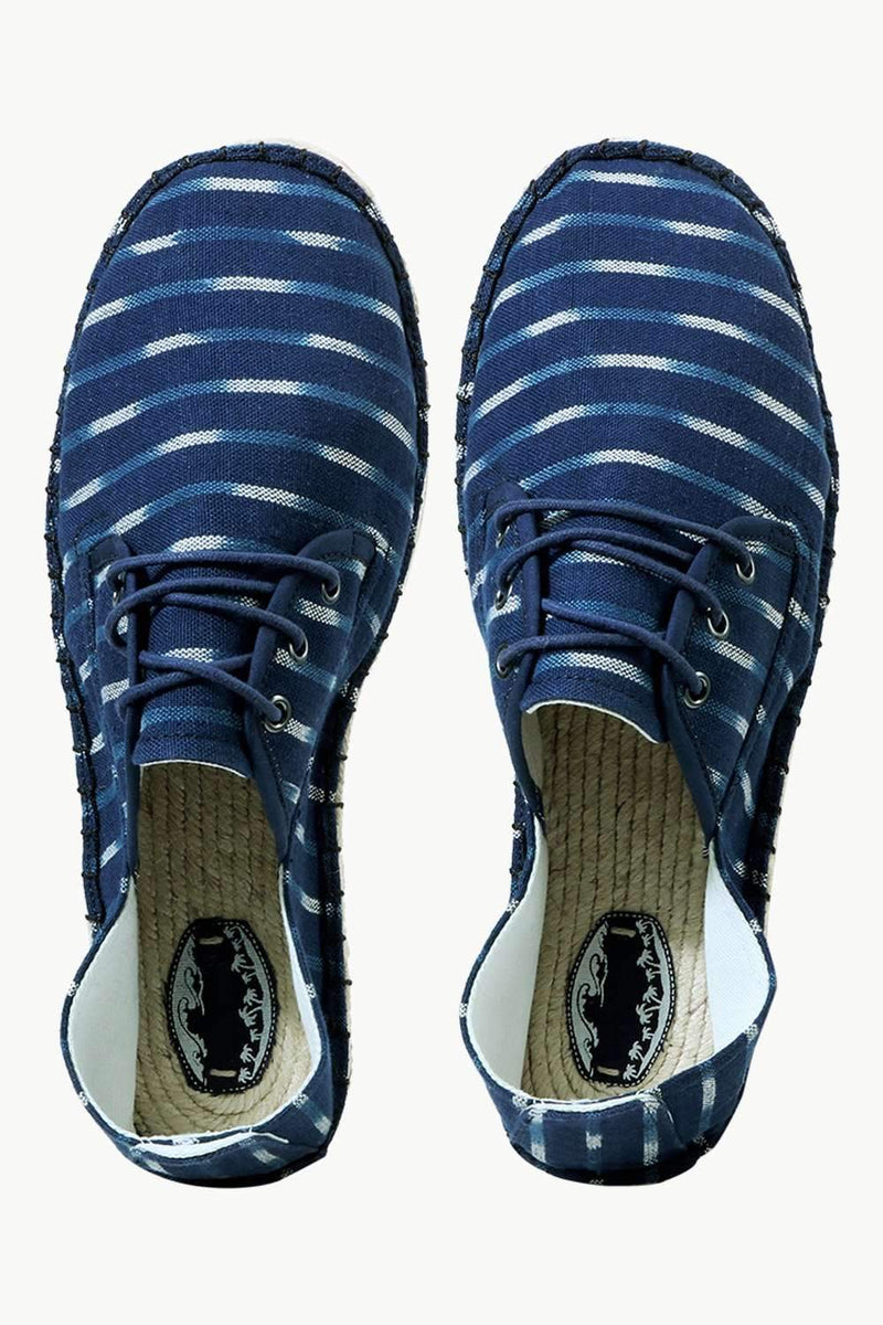 Men's Blue Jacquard Lace-up Espadrilles