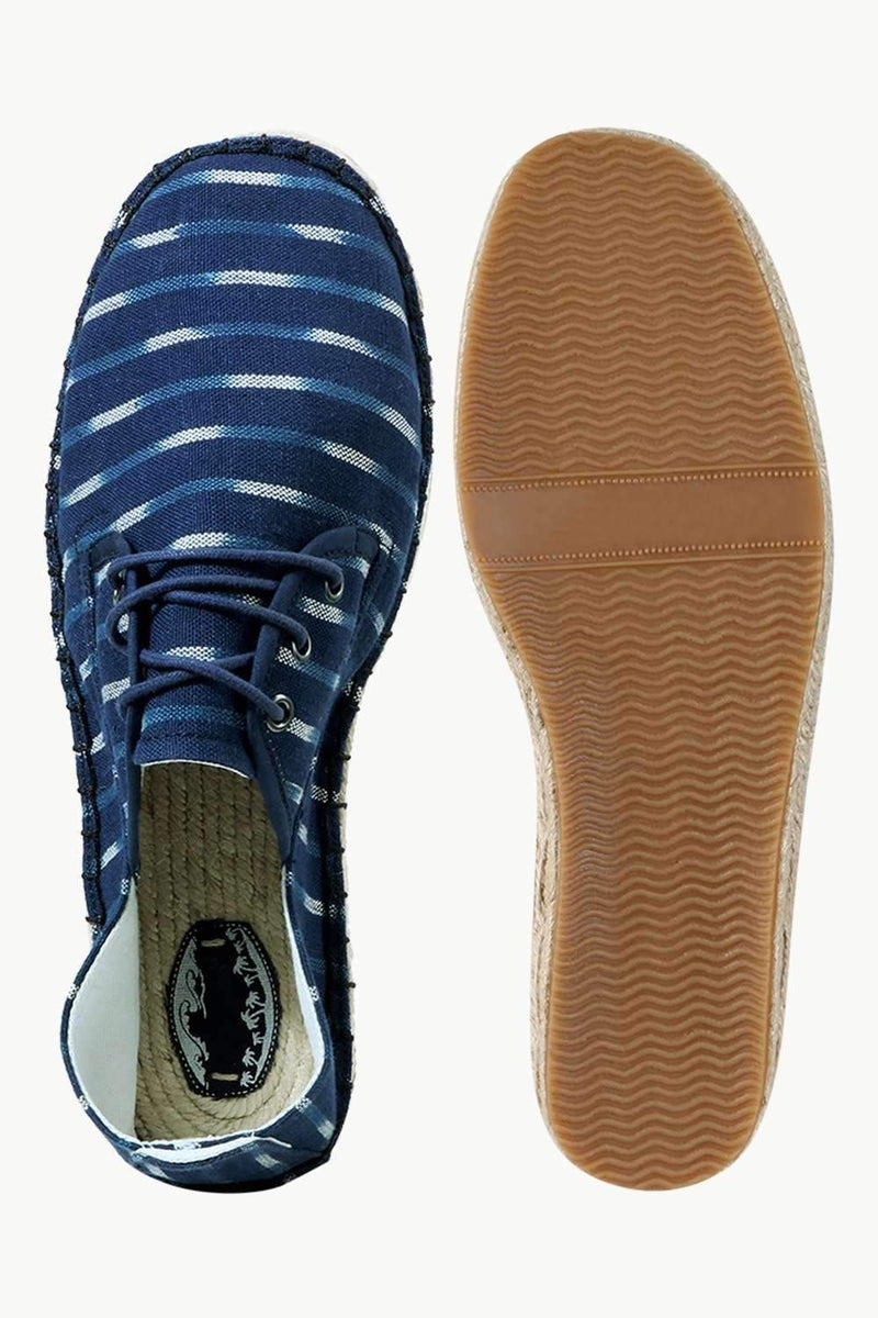 Men's Blue Jacquard Lace-up Espadrilles