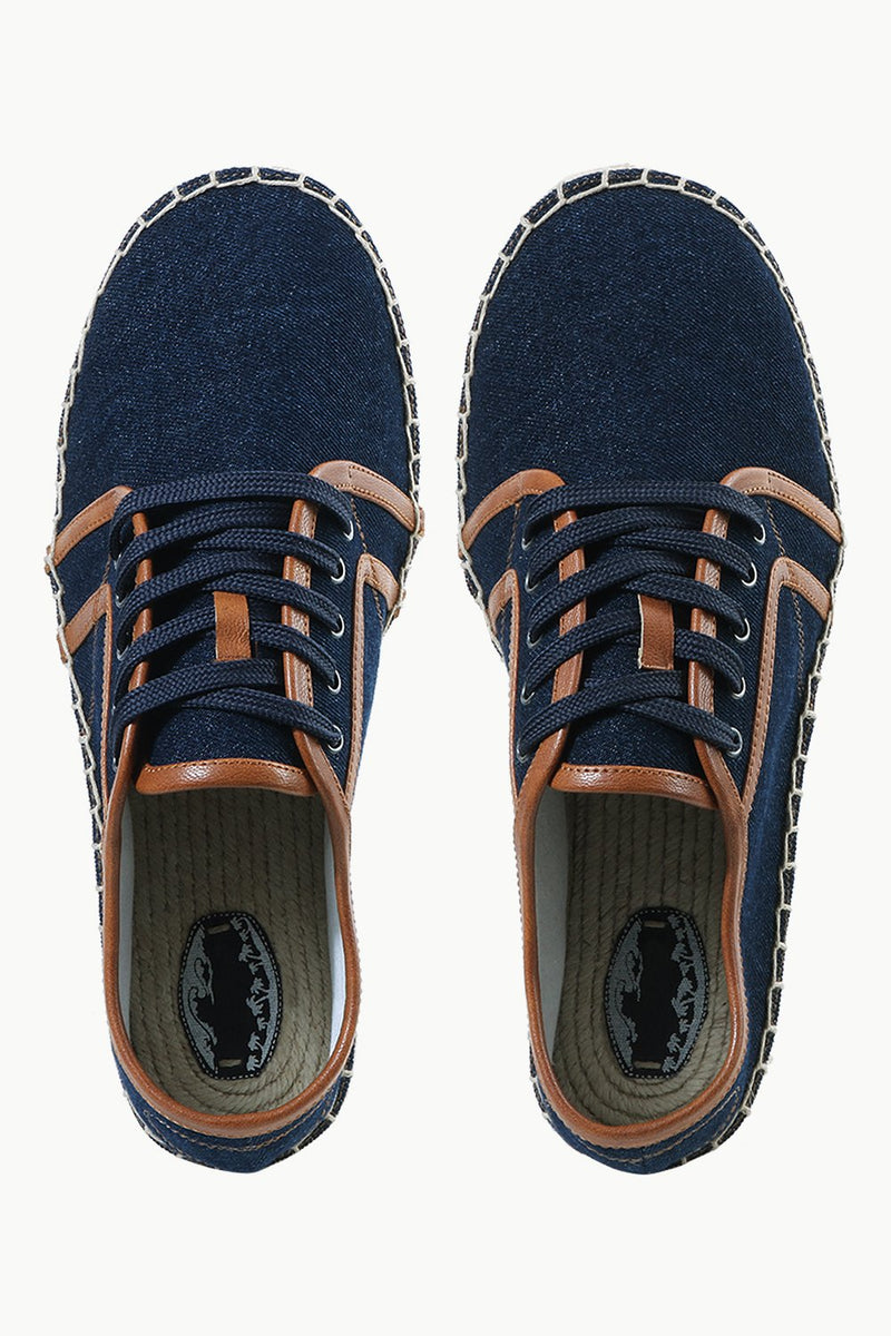 Mens Leather Detailed Denim Espadrilles
